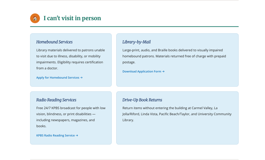 Homebound services section